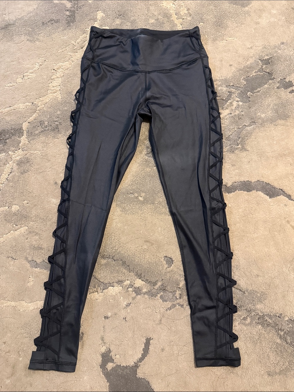 Womens Victoria’s Secret Black Lattice-Side Leggings